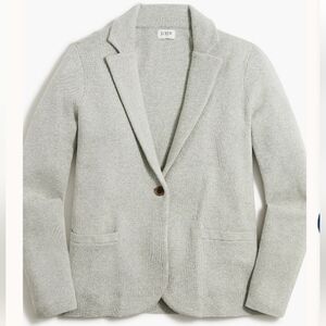 J CREW Schoolboy Sweater Blazer In Gray Cotton Knit Size PETITE PM